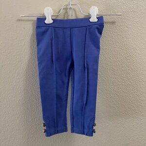 Janie and Jack Blue Button Cuff Ponte Pants-Girl’s 6-12 Months-Goldtone